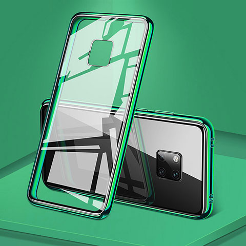 Coque Rebord Bumper Luxe Aluminum Metal Miroir 360 Degres Housse Etui Aimant T06 pour Huawei Mate 20 Pro Vert