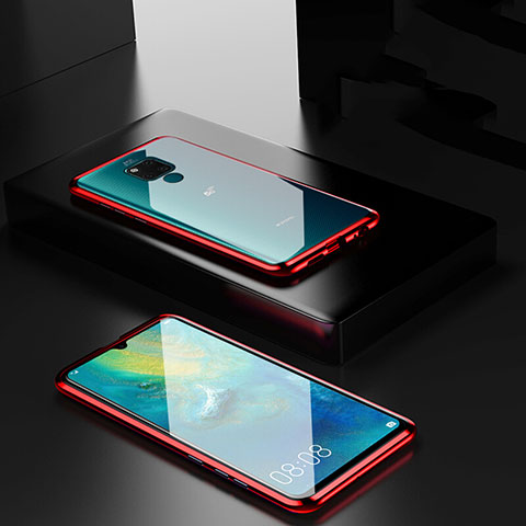 Coque Rebord Bumper Luxe Aluminum Metal Miroir 360 Degres Housse Etui Aimant T06 pour Huawei Mate 20 X 5G Rouge