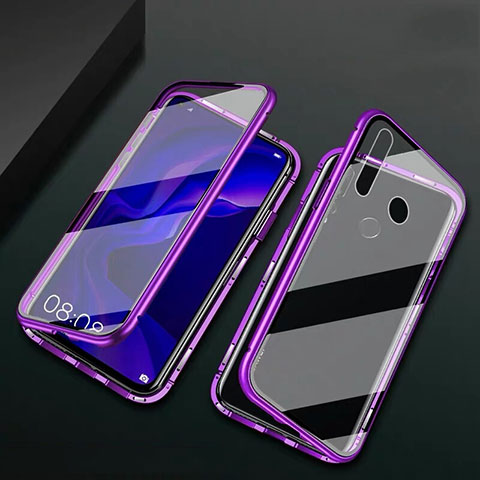 Coque Rebord Bumper Luxe Aluminum Metal Miroir 360 Degres Housse Etui Aimant T06 pour Huawei P30 Lite New Edition Violet