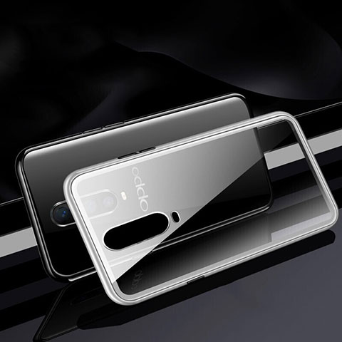 Coque Rebord Bumper Luxe Aluminum Metal Miroir 360 Degres Housse Etui Aimant T06 pour Oppo RX17 Pro Blanc