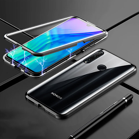 Coque Rebord Bumper Luxe Aluminum Metal Miroir 360 Degres Housse Etui Aimant T07 pour Huawei Honor 20 Lite Noir