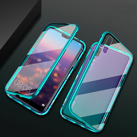 Coque Rebord Bumper Luxe Aluminum Metal Miroir 360 Degres Housse Etui Aimant T07 pour Huawei P20 Vert