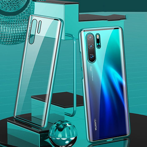 Coque Rebord Bumper Luxe Aluminum Metal Miroir 360 Degres Housse Etui Aimant T07 pour Huawei P30 Pro New Edition Vert