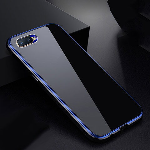 Coque Rebord Bumper Luxe Aluminum Metal Miroir 360 Degres Housse Etui Aimant T07 pour Oppo R15X Bleu