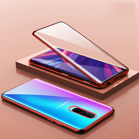 Coque Rebord Bumper Luxe Aluminum Metal Miroir 360 Degres Housse Etui Aimant T07 pour Oppo R17 Pro Rouge