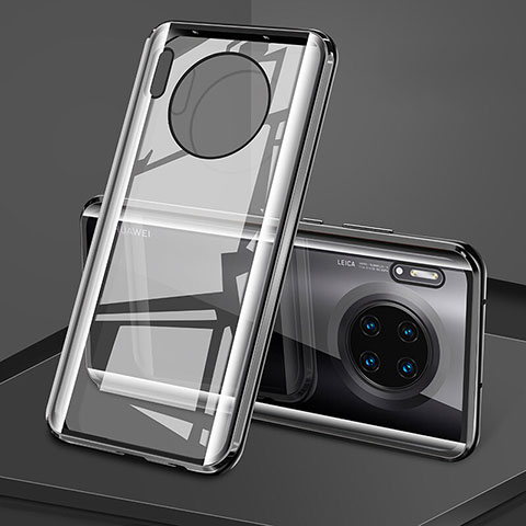 Coque Rebord Bumper Luxe Aluminum Metal Miroir 360 Degres Housse Etui Aimant T08 pour Huawei Mate 30 Pro 5G Noir