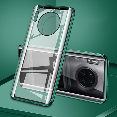 Coque Rebord Bumper Luxe Aluminum Metal Miroir 360 Degres Housse Etui Aimant T08 pour Huawei Mate 30 Vert