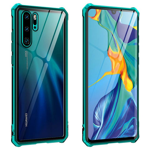 Coque Rebord Bumper Luxe Aluminum Metal Miroir 360 Degres Housse Etui Aimant T08 pour Huawei P30 Pro New Edition Vert