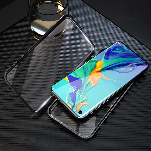 Coque Rebord Bumper Luxe Aluminum Metal Miroir 360 Degres Housse Etui Aimant T09 pour Huawei Honor 20 Noir