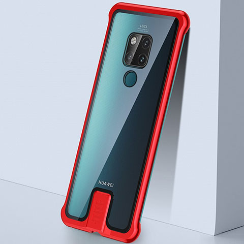 Coque Rebord Bumper Luxe Aluminum Metal Miroir 360 Degres Housse Etui Aimant T09 pour Huawei Mate 20 Rouge