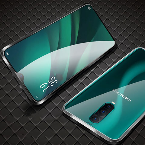 Coque Rebord Bumper Luxe Aluminum Metal Miroir 360 Degres Housse Etui Aimant T09 pour Oppo R17 Pro Noir