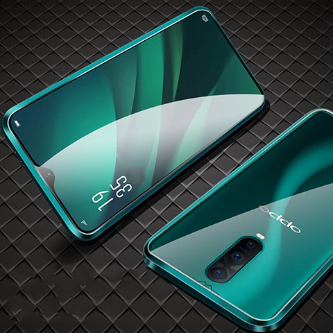 Coque Rebord Bumper Luxe Aluminum Metal Miroir 360 Degres Housse Etui Aimant T09 pour Oppo R17 Pro Vert