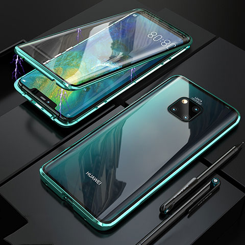 Coque Rebord Bumper Luxe Aluminum Metal Miroir 360 Degres Housse Etui Aimant T10 pour Huawei Mate 20 Pro Vert