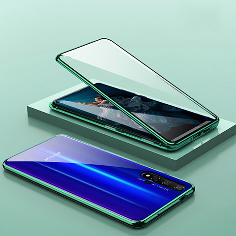 Coque Rebord Bumper Luxe Aluminum Metal Miroir 360 Degres Housse Etui Aimant T10 pour Huawei Nova 5T Vert