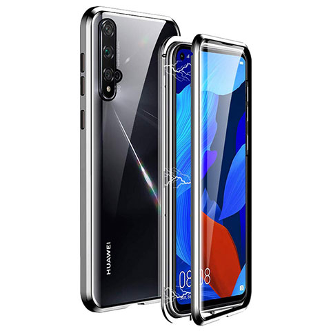 Coque Rebord Bumper Luxe Aluminum Metal Miroir 360 Degres Housse Etui Aimant T11 pour Huawei Honor 20S Argent