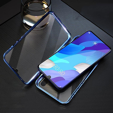 Coque Rebord Bumper Luxe Aluminum Metal Miroir 360 Degres Housse Etui Aimant T11 pour Huawei Nova 5 Pro Bleu