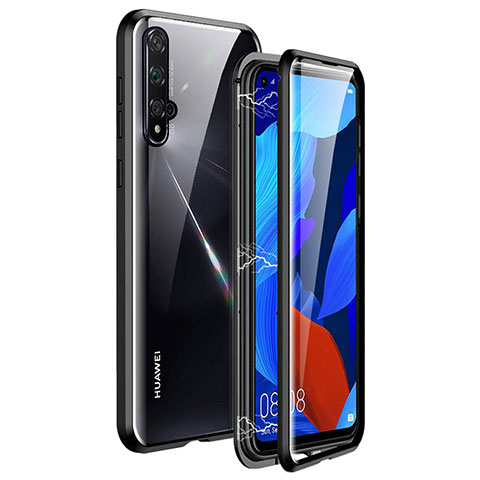 Coque Rebord Bumper Luxe Aluminum Metal Miroir 360 Degres Housse Etui Aimant T11 pour Huawei Nova 5T Noir