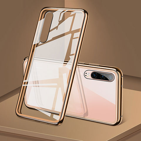 Coque Rebord Bumper Luxe Aluminum Metal Miroir 360 Degres Housse Etui Aimant T12 pour Huawei P30 Or