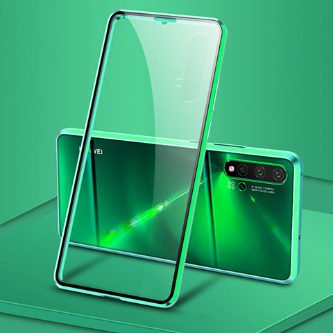 Coque Rebord Bumper Luxe Aluminum Metal Miroir 360 Degres Housse Etui Aimant T15 pour Huawei Nova 5 Pro Vert