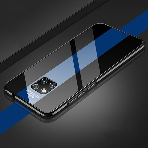 Coque Rebord Bumper Luxe Aluminum Metal Miroir 360 Degres Housse Etui Aimant T16 pour Huawei Mate 20 Pro Bleu