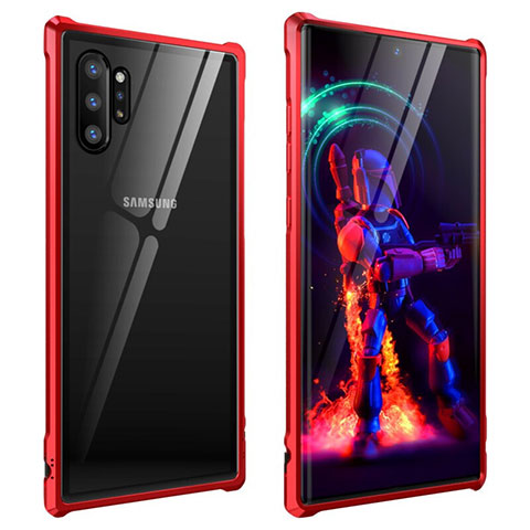 Coque Rebord Bumper Luxe Aluminum Metal Miroir 360 Degres Housse Etui G01 pour Samsung Galaxy Note 10 Plus 5G Rouge