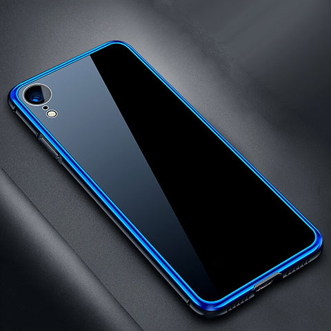 Coque Rebord Bumper Luxe Aluminum Metal Miroir 360 Degres Housse Etui M01 pour Apple iPhone XR Bleu