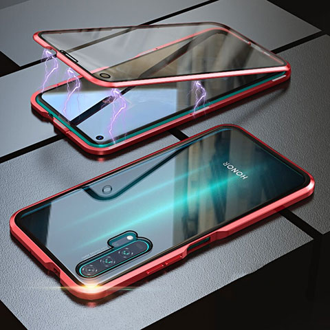 Coque Rebord Bumper Luxe Aluminum Metal Miroir 360 Degres Housse Etui M01 pour Huawei Honor 20 Pro Rouge