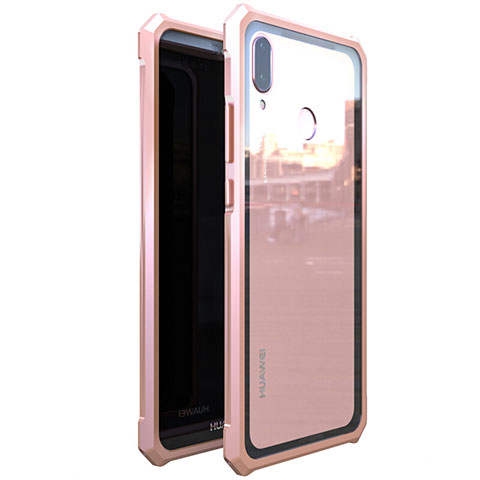 Coque Rebord Bumper Luxe Aluminum Metal Miroir 360 Degres Housse Etui M01 pour Huawei Nova 3e Or Rose