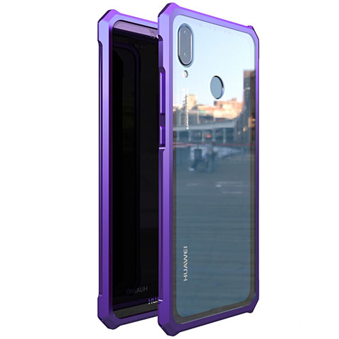 Coque Rebord Bumper Luxe Aluminum Metal Miroir 360 Degres Housse Etui M01 pour Huawei Nova 3e Violet