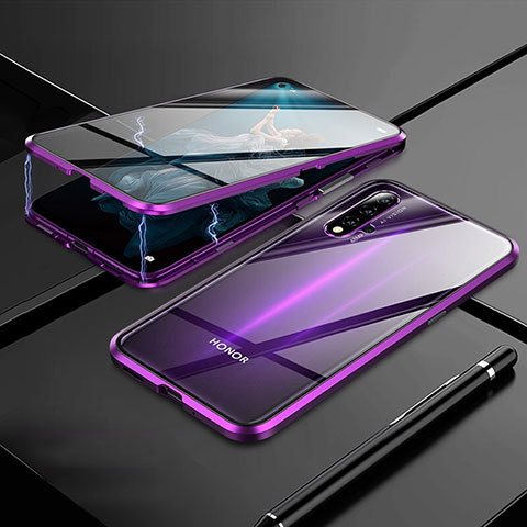 Coque Rebord Bumper Luxe Aluminum Metal Miroir 360 Degres Housse Etui M01 pour Huawei Nova 5T Violet