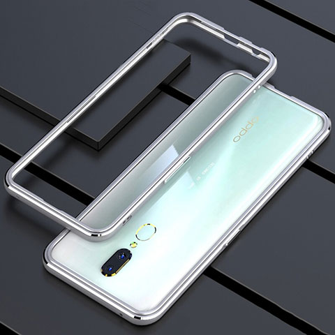 Coque Rebord Bumper Luxe Aluminum Metal Miroir 360 Degres Housse Etui M01 pour Oppo A9 Argent