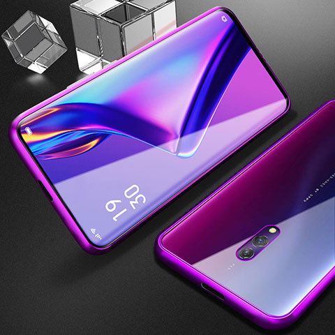 Coque Rebord Bumper Luxe Aluminum Metal Miroir 360 Degres Housse Etui M01 pour Oppo K3 Violet