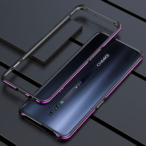 Coque Rebord Bumper Luxe Aluminum Metal Miroir 360 Degres Housse Etui M01 pour Oppo Reno Rose Rouge