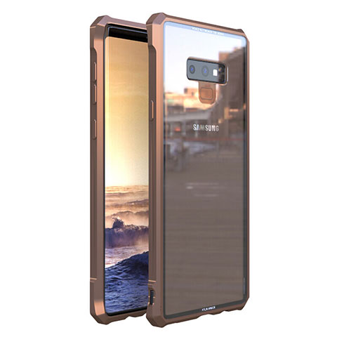 Coque Rebord Bumper Luxe Aluminum Metal Miroir 360 Degres Housse Etui M01 pour Samsung Galaxy Note 9 Or