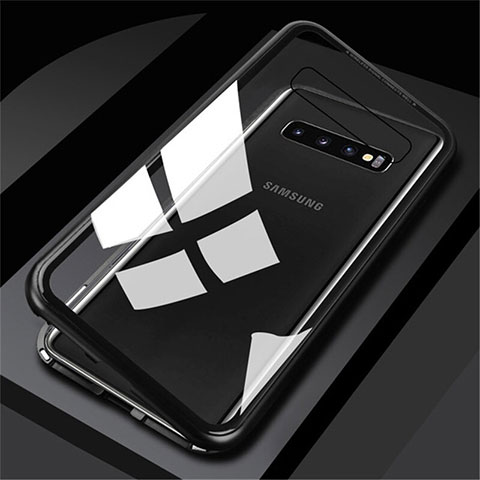 Coque Rebord Bumper Luxe Aluminum Metal Miroir 360 Degres Housse Etui M01 pour Samsung Galaxy S10 Noir