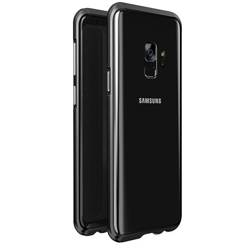 Coque Rebord Bumper Luxe Aluminum Metal Miroir 360 Degres Housse Etui M01 pour Samsung Galaxy S9 Noir