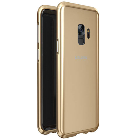 Coque Rebord Bumper Luxe Aluminum Metal Miroir 360 Degres Housse Etui M01 pour Samsung Galaxy S9 Or