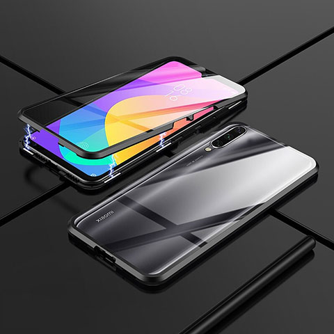 Coque Rebord Bumper Luxe Aluminum Metal Miroir 360 Degres Housse Etui M01 pour Xiaomi Mi A3 Noir