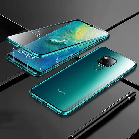 Coque Rebord Bumper Luxe Aluminum Metal Miroir 360 Degres Housse Etui M02 pour Huawei Mate 20 Vert