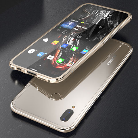 Coque Rebord Bumper Luxe Aluminum Metal Miroir 360 Degres Housse Etui M02 pour Huawei Nova 3e Or