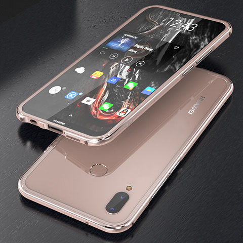 Coque Rebord Bumper Luxe Aluminum Metal Miroir 360 Degres Housse Etui M02 pour Huawei Nova 3e Or Rose