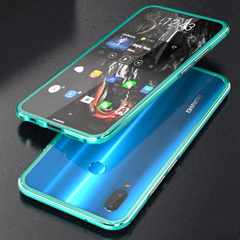 Coque Rebord Bumper Luxe Aluminum Metal Miroir 360 Degres Housse Etui M02 pour Huawei P20 Lite Bleu Ciel