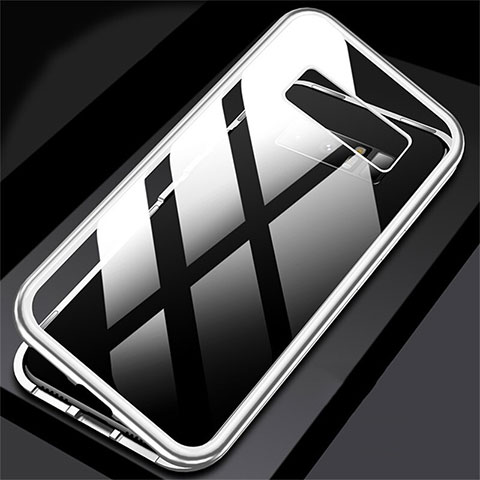 Coque Rebord Bumper Luxe Aluminum Metal Miroir 360 Degres Housse Etui M02 pour Samsung Galaxy Note 8 Duos N950F Argent