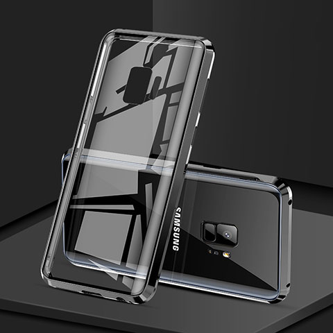 Coque Rebord Bumper Luxe Aluminum Metal Miroir 360 Degres Housse Etui M02 pour Samsung Galaxy S9 Noir