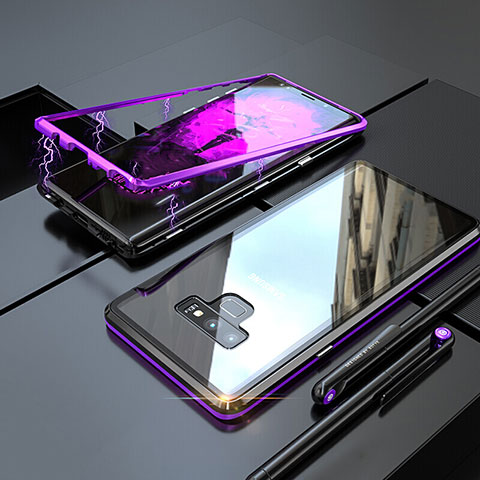 Coque Rebord Bumper Luxe Aluminum Metal Miroir 360 Degres Housse Etui M04 pour Samsung Galaxy Note 9 Violet