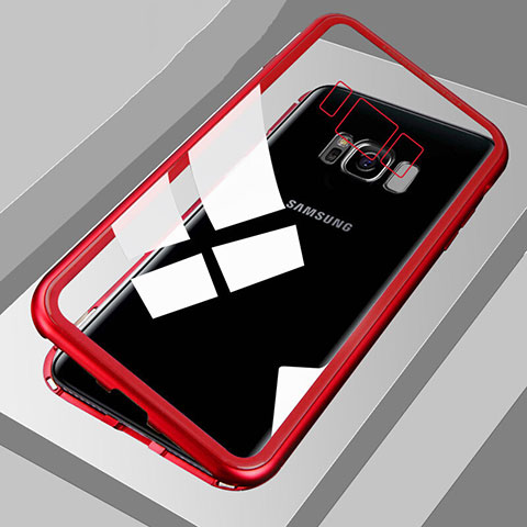 Coque Rebord Bumper Luxe Aluminum Metal Miroir 360 Degres Housse Etui M04 pour Samsung Galaxy S8 Rouge