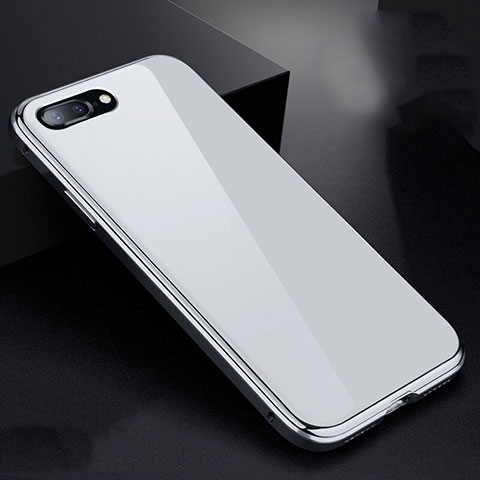 Coque Rebord Bumper Luxe Aluminum Metal Miroir 360 Degres Housse Etui pour Apple iPhone 7 Plus Blanc