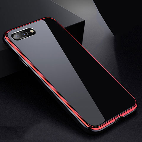 Coque Rebord Bumper Luxe Aluminum Metal Miroir 360 Degres Housse Etui pour Apple iPhone 8 Plus Rouge