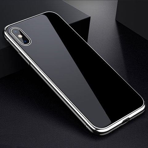 Coque Rebord Bumper Luxe Aluminum Metal Miroir 360 Degres Housse Etui pour Apple iPhone Xs Argent