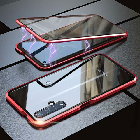 Coque Rebord Bumper Luxe Aluminum Metal Miroir 360 Degres Housse Etui pour Huawei Honor 20 Rouge